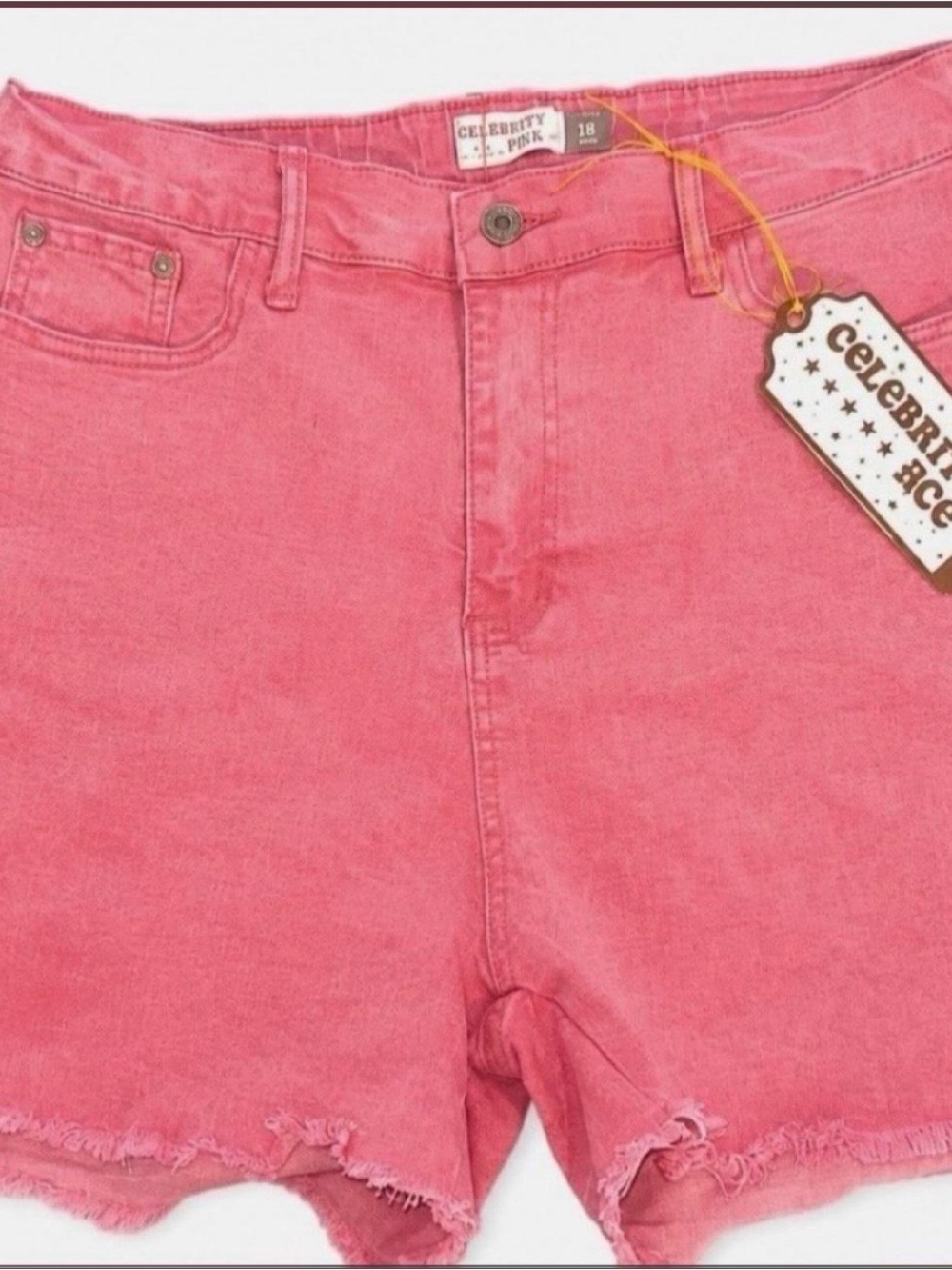 Celebrity Coral/Pink Faded Rose High-Rise Denim Shorts